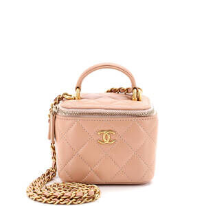 Chanel Mini Classic Top Handle Vanity Case with Chain Quilted Lambskin